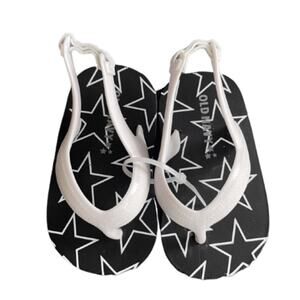 Star Flip-flop Sandals in black and white